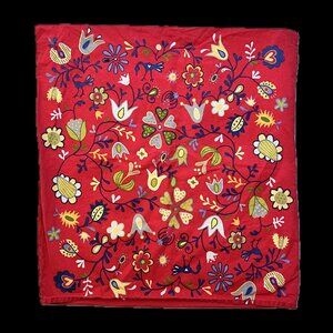 IKEA Ellen Blomma Pillow Cover 25x25 Red Floral Folk Art Birds (Qty 4 Avail)